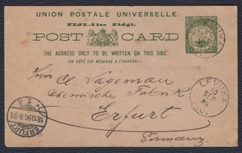 Fiji fidschi 1896 postcard to - fiji,